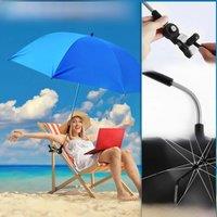 43in UV Protection Garden Parasol Outdoor Beach Umbrella with Clamp Rain Proof Umbrella Firmly