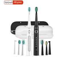 Fairywill Sonic Electric Toothbrush FW-D7 set USB Charge Toothbrushes case for Adult with tooth