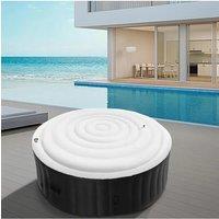 Inflatable Hot Tub Cover Round Lid Hot Tub Windproof Cover with Handles Outdoor Protection Thermal Hot Tub Cover for Bathroom