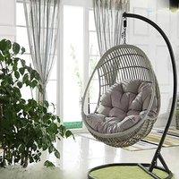 Round Hanging Egg Hammock Chair, Swing Seat Cushion, Thick Nest, Back for Indoor and Outdoor Patio