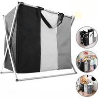 Large Laundry Basket Three Foldable Grid Organizer Basket Dirty Clothes Toys Organizers Home Laundry