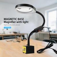 Magnetic Holder Magnifier Magnetic Lamp Holder Machine Tool Work Light Brightness Adjustable 10x/20x Magnifier