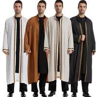 Men Open Abaya Muslim Saudi Jubba Islamic Clothing Ramadan Kimono Long Sleeve Robe Caftan Dubai