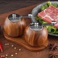Salt and Pepper Grinder Sets Pepper Mill Manual Freshly Ground Seasoning Bottle Ceramic Core Solid Wood Pepper Grinder