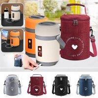 1.6L/2L USB Electric Heated Lunch Box Stainless Steel Food Warmer Bento Lunch Box Container Office Worker Student Cooler Bag