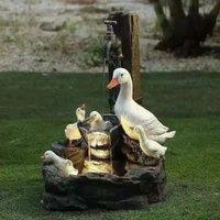 E2 Duck Solar Power Squirrel Resin Patio Fountain Garden Design with Led Light Garden Decoration