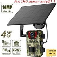 14MP 4G Solar Hunting Trail Camera Waterproof 20M PIR MotionDetection Outdoor Wildlife Tracking Cam 940nmh infrared Night Vision
