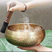 Nepal Handmade Tibet Buddha Sound Bowl Yoga Meditation Chanting Bowl Brass Chime Handicraft music