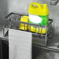 Self-draining Sink Shelf Stainless Steel Kitchen Sink Drain Rack Soap Sponge Holder Kitchen Sink
