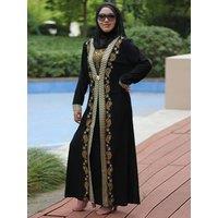 Dubai Arab Islam Abaya Women Muslim Long Dress Sequin Beading Kaftan Robes Elegant Splice Maxi