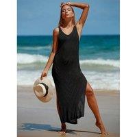 2025 Spring/Summer New European and American Women's Dress Sexy Perspective Hollow Knitted Skirt