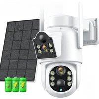 4MP Wireless Solar Camera Dual lens WiFi PTZ Camera Outdoor Built-in Battery Video Surveillance Camera Long Time Standby iCsee