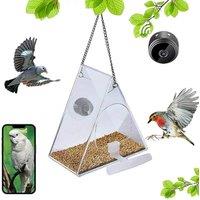 Bird Feeder with Camera, Acrylic Hanging Smart Bird Feeder House with 1080p Video Camera WiFi Remote