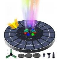 4/6W Solar Fountain Water Pump with Color LED Light for Bird Bath with 3 Nozzles 3 Fixers Floating