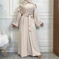Women Open Abaya Kaftan Dubai Turkey 2 Piece Muslim's Set Luxury Islam Robe African Dress Kimono