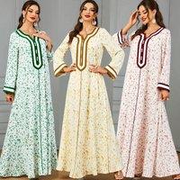 Eid Muslim Party Dress for Women Ramadan Abaya Long Dress Button Morocco Kaftan Vestidos Largos