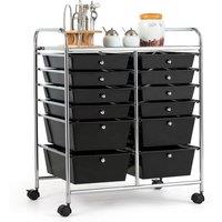 Trolley with 12 stackable drawers, drawer trolley roll container with metal rack and storage space,