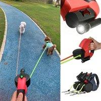 Retractable Dual Pet Leash For 2 Small Dogs Cats Zero Tangle Puppy Traction Rope Outdoor Running