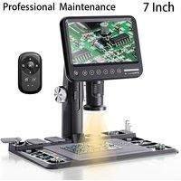 1600X Digital Microscope 7 Inch IPS Touch Screen 12MP Electronic Video Microscopes 28 LEDs Professional Maintenance Microscope