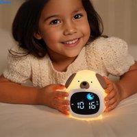 Alarm Clock for Kids Puppy-Shape Toddler Sleep Training Clock Cute Touch Night Light for Children