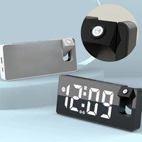 180 Arm Projection Digital Alarm Clock Temperature Humidity Night Mode Snooze Table Clock 12/24H