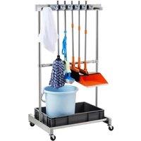 VEVOR Garden Tool Organizer Yard Tool Tower Rack 10 Slots with Hooks Wheels Rake Broom Storage for Garage Outdoor Organization