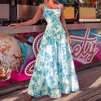 Summer Popular Sling Long Dress Women Maxi Dress Floral Print for Daily Wear