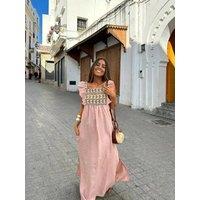 Women's Fashion Printed Square Neck High Waist Dress Elegant Lotus Leaf Sleeve Split A-line Dresses