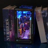 DIY Book Nook Cyberpunk Future World Handmade Doll House Toys RGB Lighting 3d Puzzle Miniature