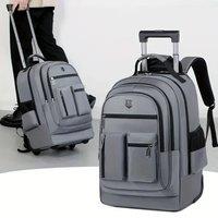 Large Capacity Travel Backpack With Wheels, Multi Layer Trolley Luggage Bag, Multifunctional