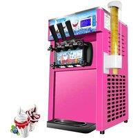 Electric Ice Cream Maker Machine W/ Compressor Fridge Popsicle Machine Stainless Steel Yogurt Milk Commercial