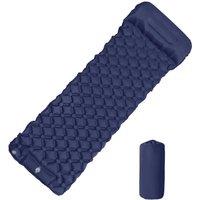 Outdoor Camping Inflatable Mattress Sleeping Pad With Pillows Ultralight Air Mat Built In Inflator