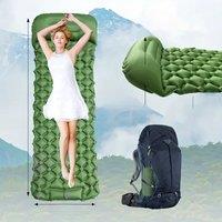 Outdoor Camping Inflatable Mattress Sleeping Pad With Pillows Ultralight Air Mat Built In Inflator