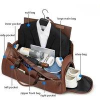 Leather Foldable Duffle Bag Suit Travel Bag Waterproof Extra Large WeekendBag Portable FlightBag