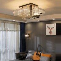Dimmable LED K9 Crystal Series Square Rectangular Chrome Gold Lamparas De Techo Ceiling Chandelier Ceiling Lamp For Living Room