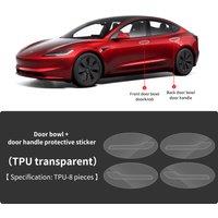 For Tesla 2021-25Model 3 Y TPU Transparent Refit Sticker Protection Door bowl+door handle protective sticker (transparent)