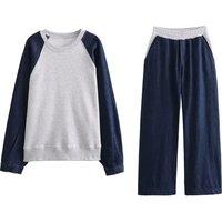 2025 New Autumn and Winter Women's New Fashion Casual Denim Splicing Jumper Splicing Jeans Set