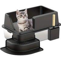 Stainless Steel Cat Litter Box Extra Large (23L) with Removable Splash-Proof Lid,Scoop &