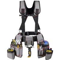 Tool Belt With Suspenders, 22 Pockets Tool Bags, Multi-Functional Adjustable Waist Tool Belt Heavy Duty Tool Organizer Suitable