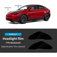 for Tesla 2021-23 Model 3 y Protective Film black TPU Refit Sticker Protection The headlight film is smoked black