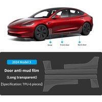 for Tesla 2024-25 Model 3 Car Door Long door TPU Transparent Refit Sticker Paint Door film Anti mud film (long transparent)