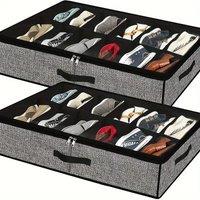 1/2 Piece Under Bed Shoe Storage Bag, Dustproof Shoe Storage Bag with Grid, Space Saving Storage