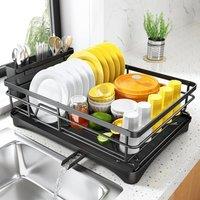 Dish Drying Rack for Kitchen Counter Large Dish Rack with Drainboard Rustproof Dish Drainer with