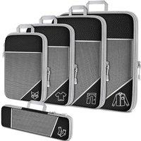 5PCS Compressed Packing Cubes Travel Storage Set With Shoe Bag Mesh Visual Luggage Organizer Portable Lightweight Suitcase Bag