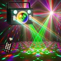 DJ Disco Magic Ball Light Red Green Laser Light Sound Activated LED Strobe Light Multifunction Remote Control Magic Ball Light