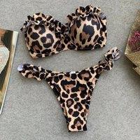 2025 New Leopard Sexy Women Bikini Set Swimsuit Push-up Bra Two Pieces Swimwear Low-waisted