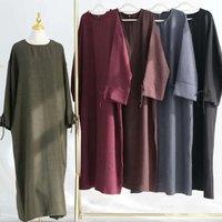 2025 New Ramadan Abaya Women Muslim Dress Solid Color Robe Dubai Abayas Eid Islam Clothing Turkish