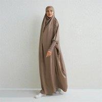 Muslim Abaya Hooded Smocking Sleeve One-piece Prayer Dress Women Jilbab Islamic Clothing Dubai Saudi