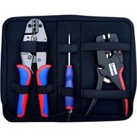 Ratchet type pre-insulated terminal crimping pliers with wire stripper set for electrician wiring labor-saving tool set