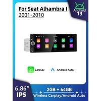 1 Din Car Radio Android for Seat Alhambra I 2001-2010 6.86" Screen Stereo Carplay Android Auto Multimedia Head Unit Autoradio